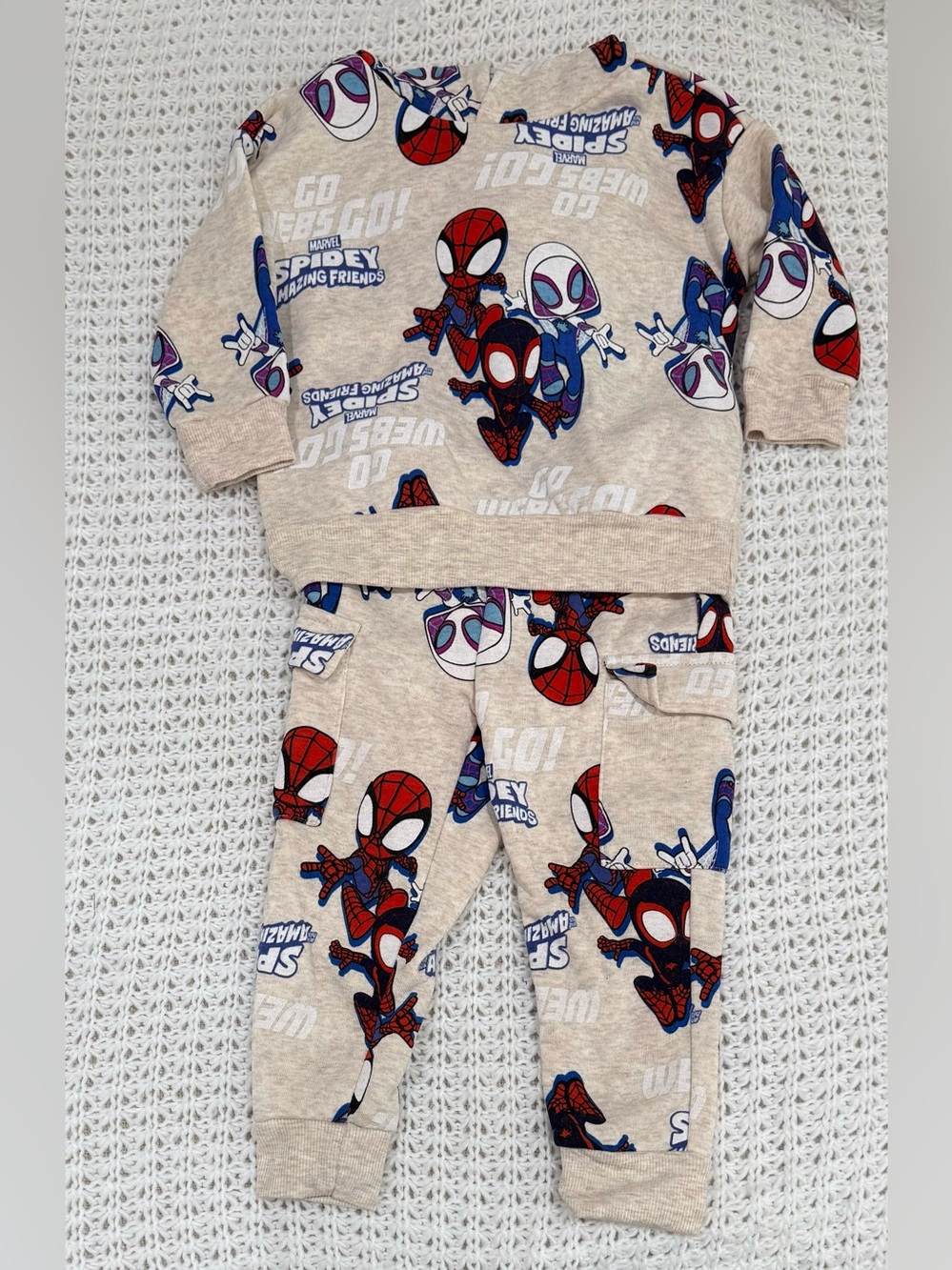 Marvel Toddler Boys 2-pc. Spiderman Pant Set in beige size 2T.